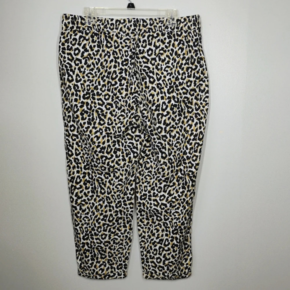 J Crew Leopard Print Cropped Tie Waist Linen Blend Relaxed Pants Size 14 - Picture 4 of 15